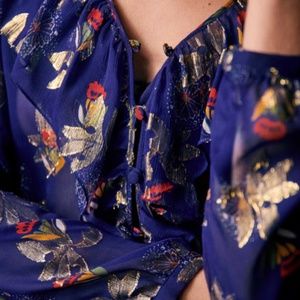 Like New Sézane Blouse Priscille Size 34 XS Silk Lurex